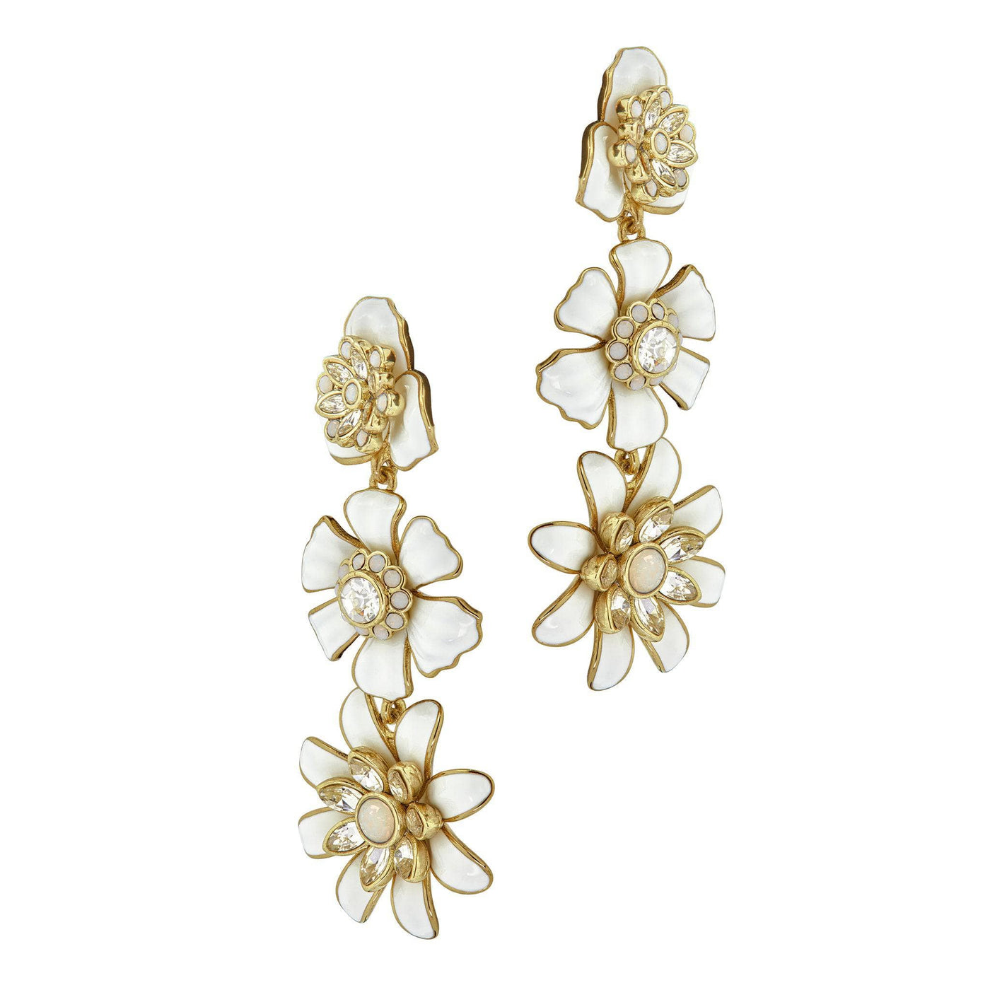 HEIDI DAUS®"Flower Super Power" Crystal & Enamel Floral Dangle Earrings