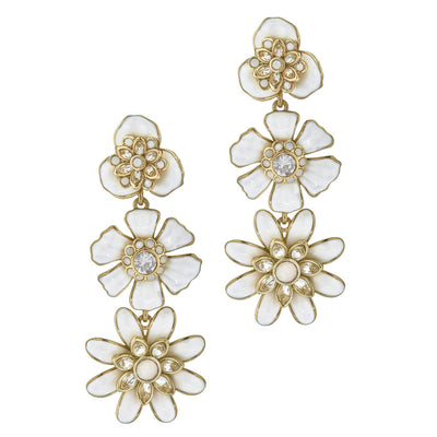 HEIDI DAUS®"Flower Super Power" Crystal & Enamel Floral Dangle Earrings