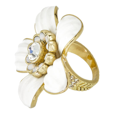 HEIDI DAUS®"Flower Super Power" Crystal & Enamel Floral Ring
