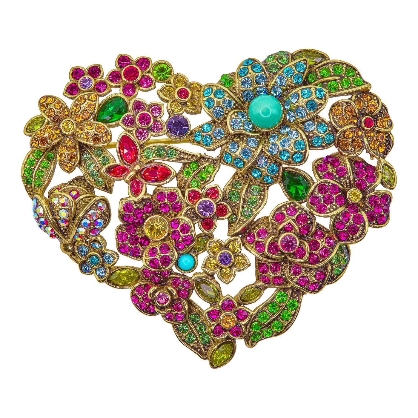 HEIDI DAUS®"I Heart Flowers" Beaded Crystal Heart Floral Pin