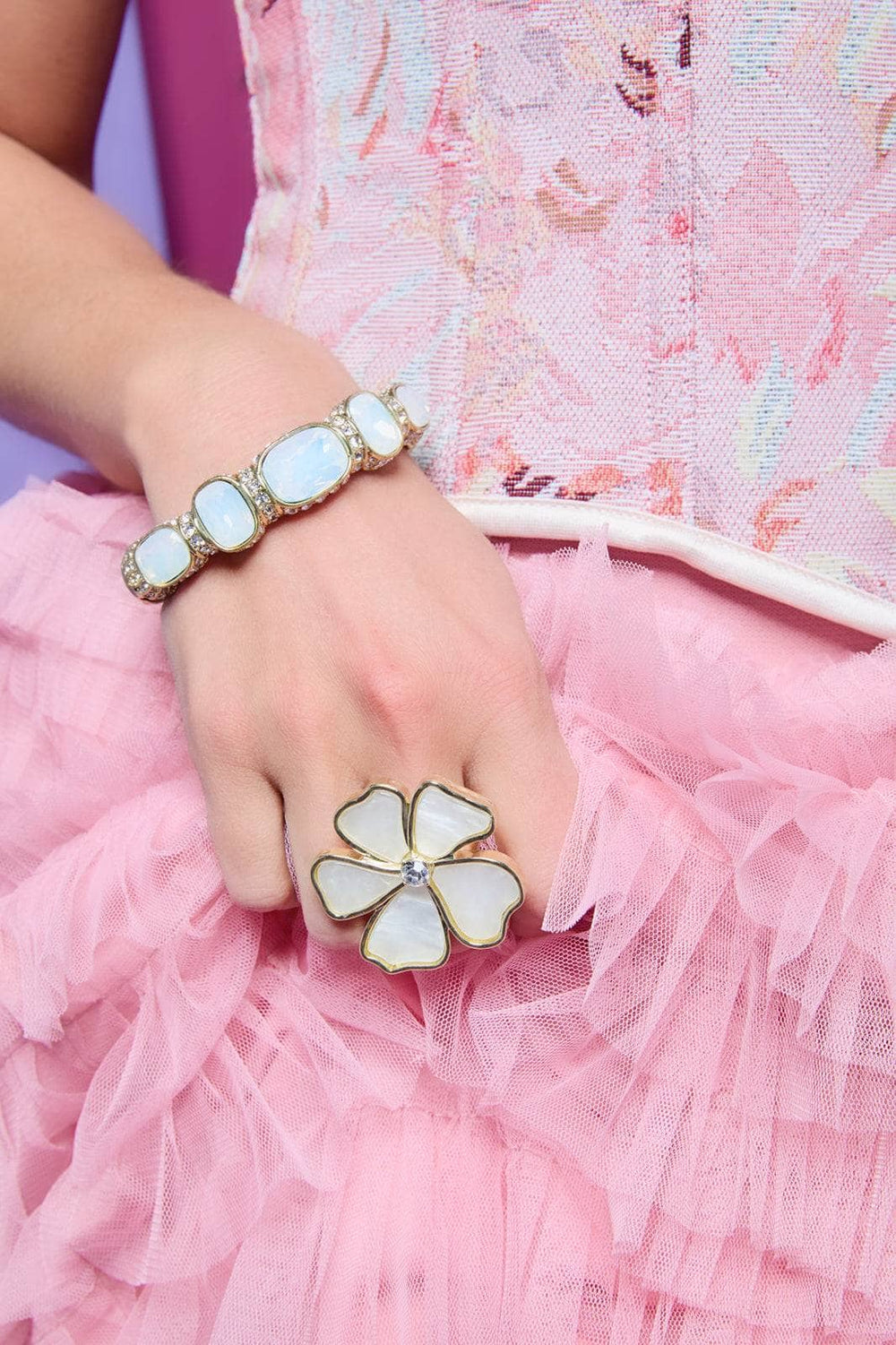 HEIDI DAUS®"Pretty Primrose" Crystal & MOP Floral Ring HEIDI DAUS®