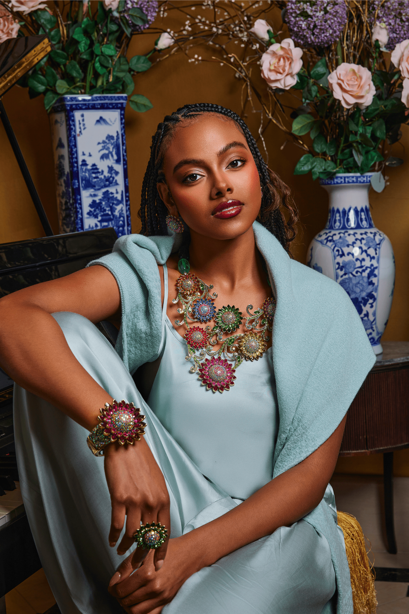 HEIDI DAUS®"Solaris" Crystal Floral Button Earrings