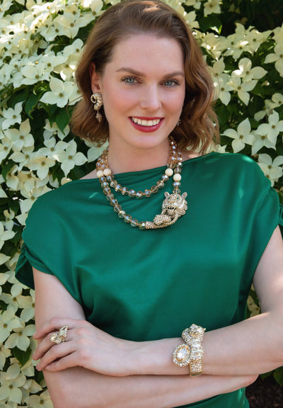 Heidi Daus®"Feline Fabulous" Beaded Enamel Crystal Tiger Necklace