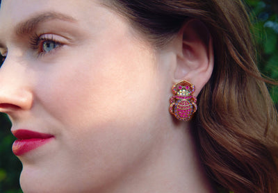 Heidi Daus®"New Scarab In Town" Crystal Scarab Button Earrings