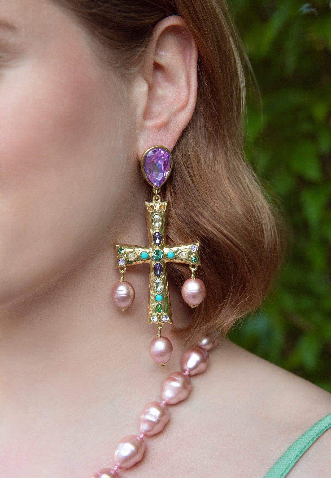 HEIDI DAUS®"Grand Cross" Beaded Crystal Cross Dangle Earrings