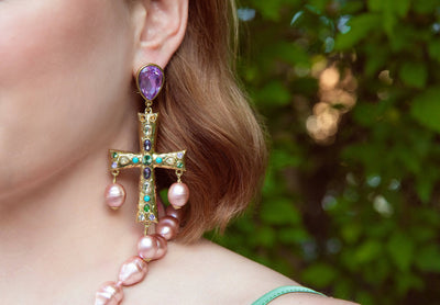HEIDI DAUS®"Grand Cross" Beaded Crystal Cross Dangle Earrings