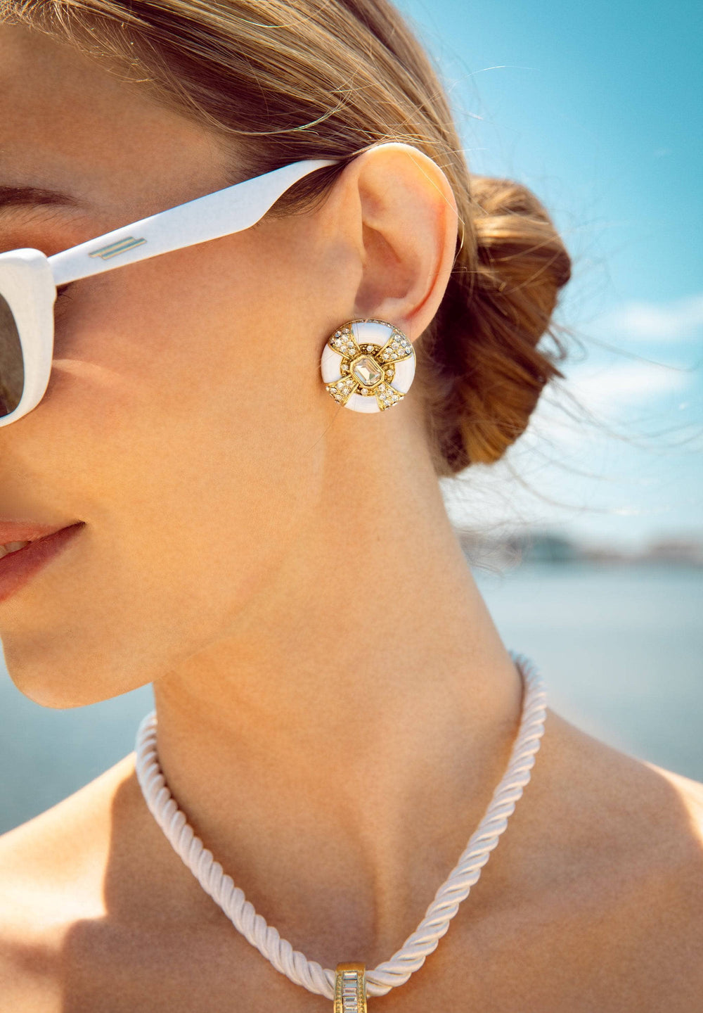 HEIDI DAUS® "Newport Chic Grande" Enamel & Crystal Deco Button Earrings HEIDI DAUS®