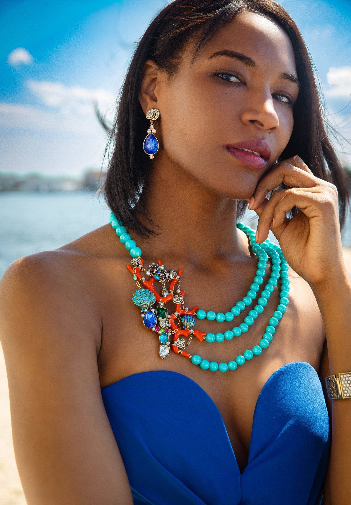 HEIDI DAUS®"Coral Cabana" Beaded Crystal & Enamel Coral Reef Necklace