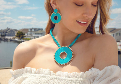 Heidi Daus®"Hammered Disc" Enamel & Crystal Cord Enhancer Necklace HEIDI DAUS®