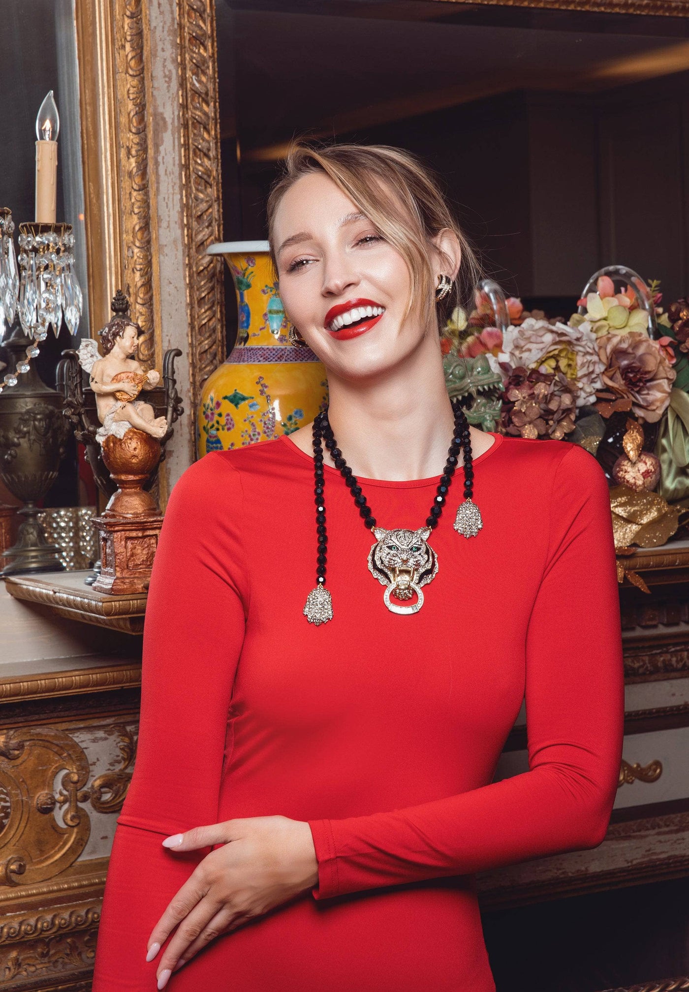 Heidi Daus®"Animal Magic" Beaded Crystal & Enamel Tiger Necklace