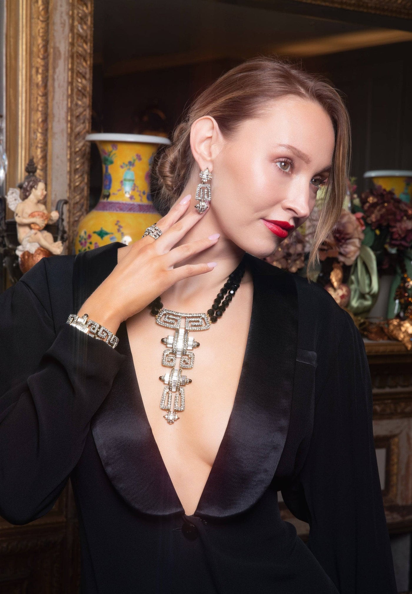 Heidi Daus®"Distinguished Opulence" Beaded Crystal Art Deco Drop Earrings
