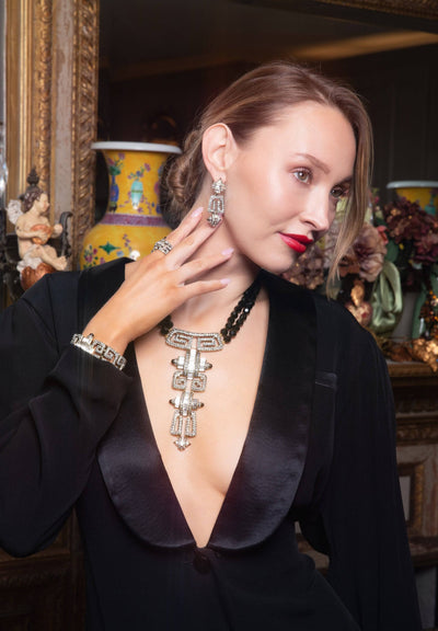 Heidi Daus®"Distinguished Opulence" Beaded Crystal Art Deco Drop Earrings