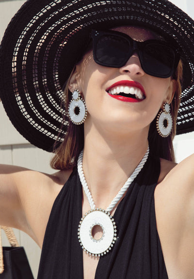 Heidi Daus®"Hammered Disc" Enamel & Crystal Cord Enhancer Necklace HEIDI DAUS®