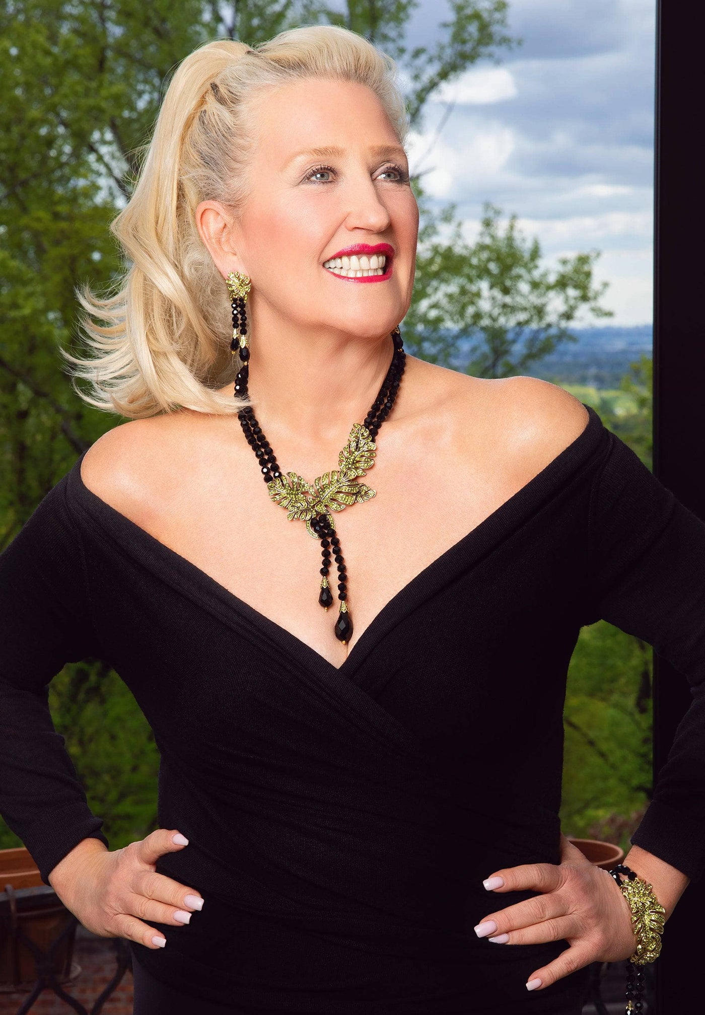 HEIDI DAUS®"Exotic Elegance" Beaded Crystal Leaf Necklace