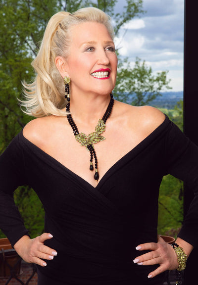 HEIDI DAUS®"Exotic Elegance" Beaded Crystal Leaf Necklace