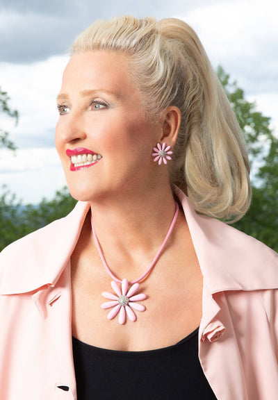 HEIDI DAUS®"Flower Power" Enamel  & Crystal Leather Cord Enhancer Flower Necklace HEIDI DAUS®