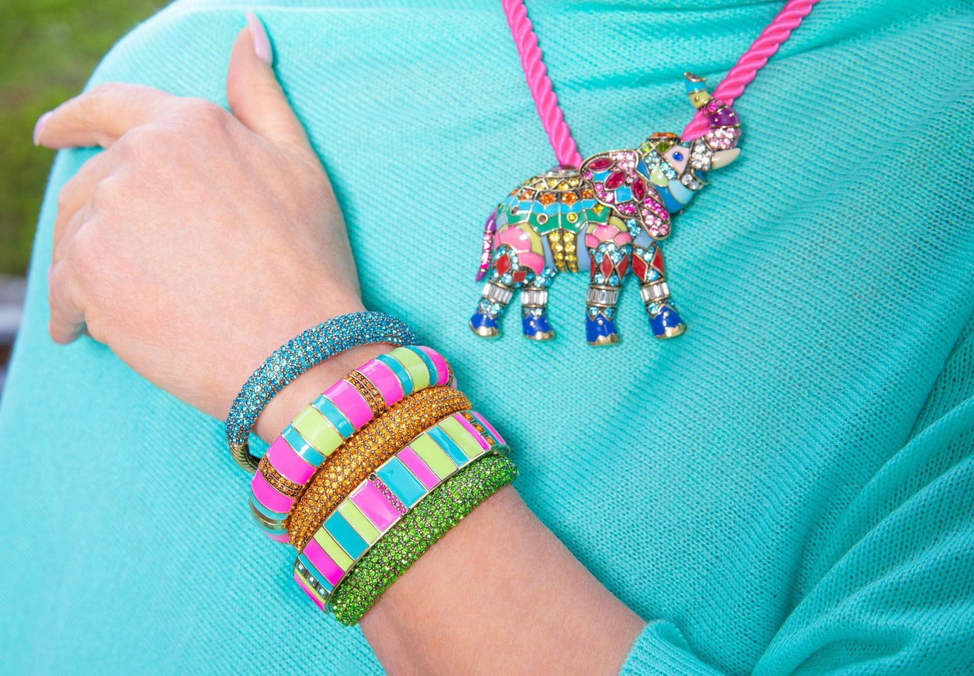 Heidi Daus®"Color Crazy" Enamel Crystal Bangle Deco Bracelet