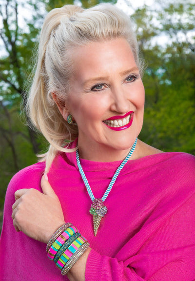 Heidi Daus®"Color Crazy" Enamel Crystal Bangle Deco Bracelet
