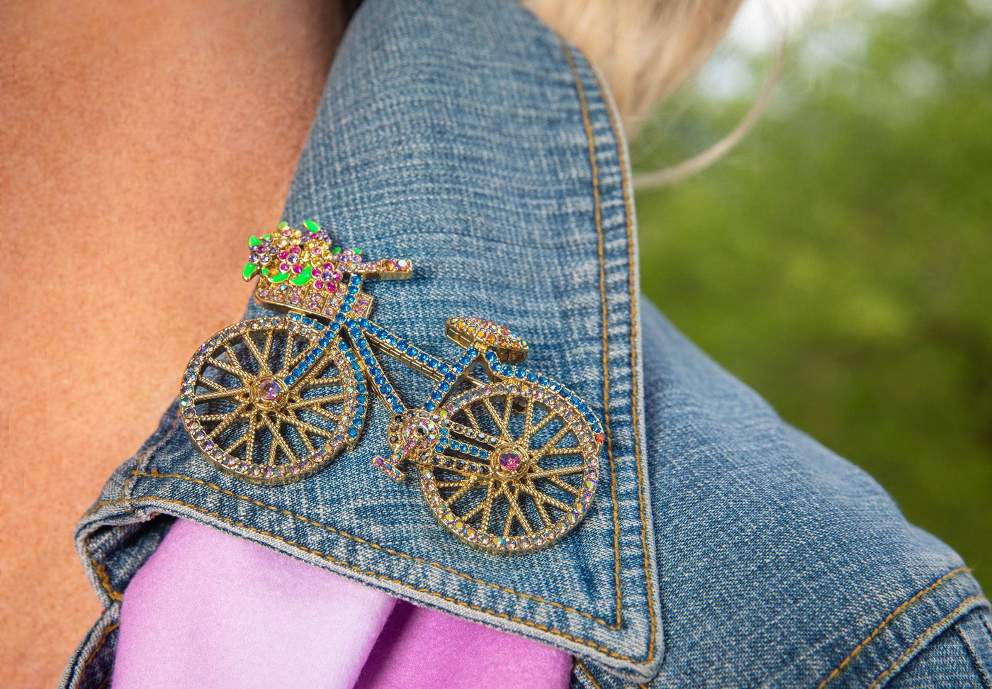HEIDI DAUS®"Summer Time Ride"  Crystal Floral Bicycle Pin