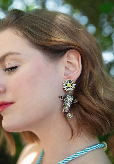 HEIDI DAUS®"Miss Daisy" Crystal Floral Cow Earrings