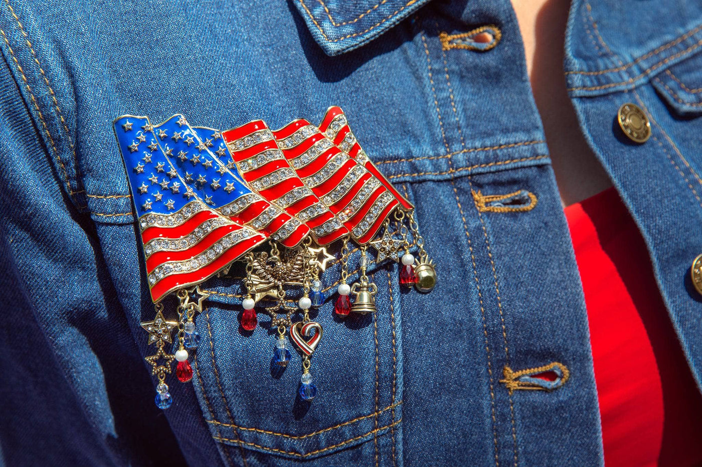 HEIDI DAUS® "Gallantly Streaming" Beaded Crystal Patriotic Flag Pin