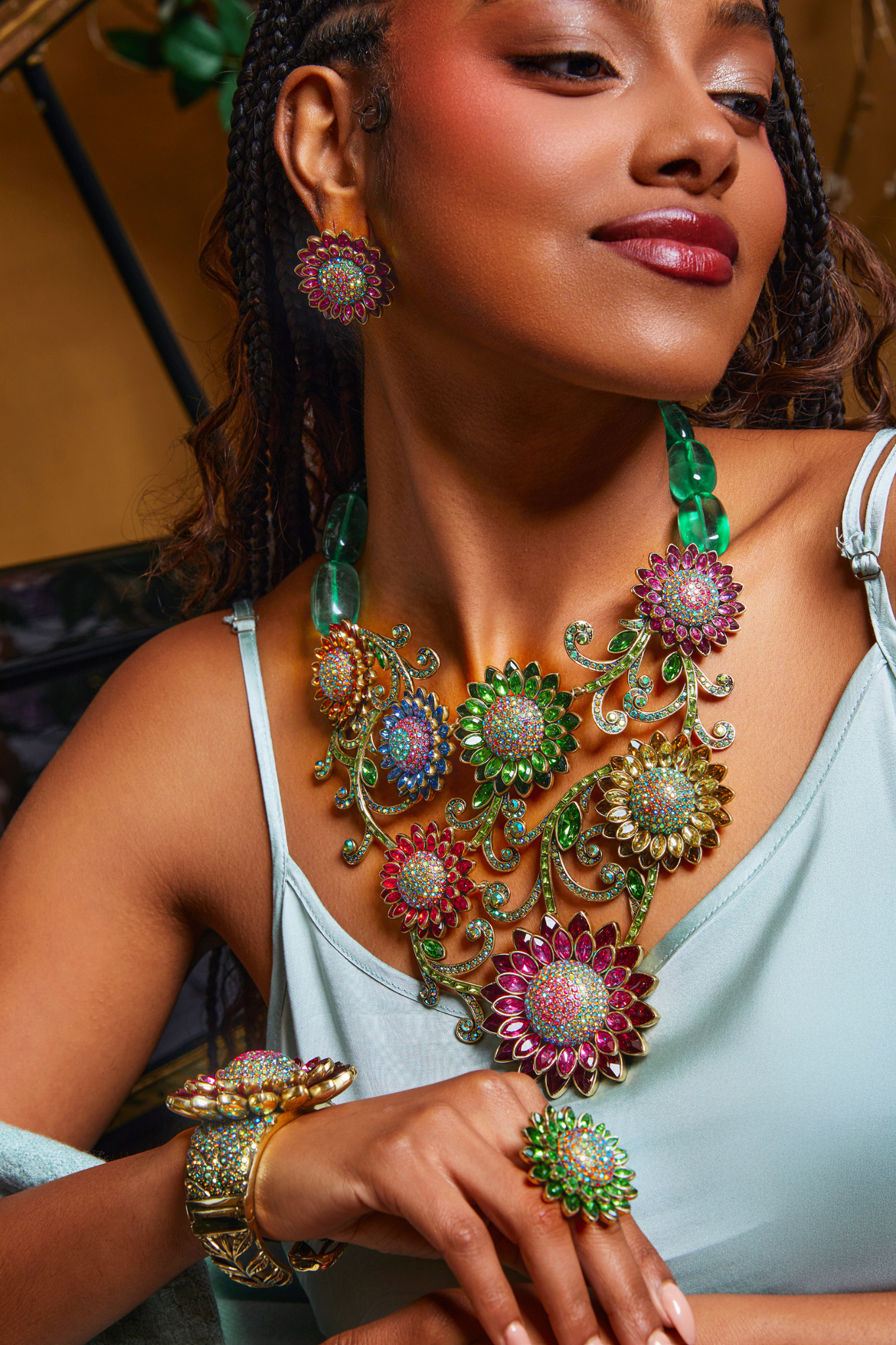 HEIDI DAUS®"Solaris" Crystal Floral Button Earrings