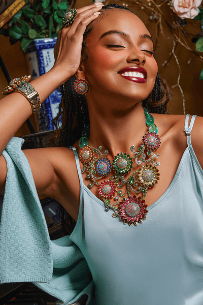 HEIDI DAUS®"Solaris" Crystal Floral Button Earrings