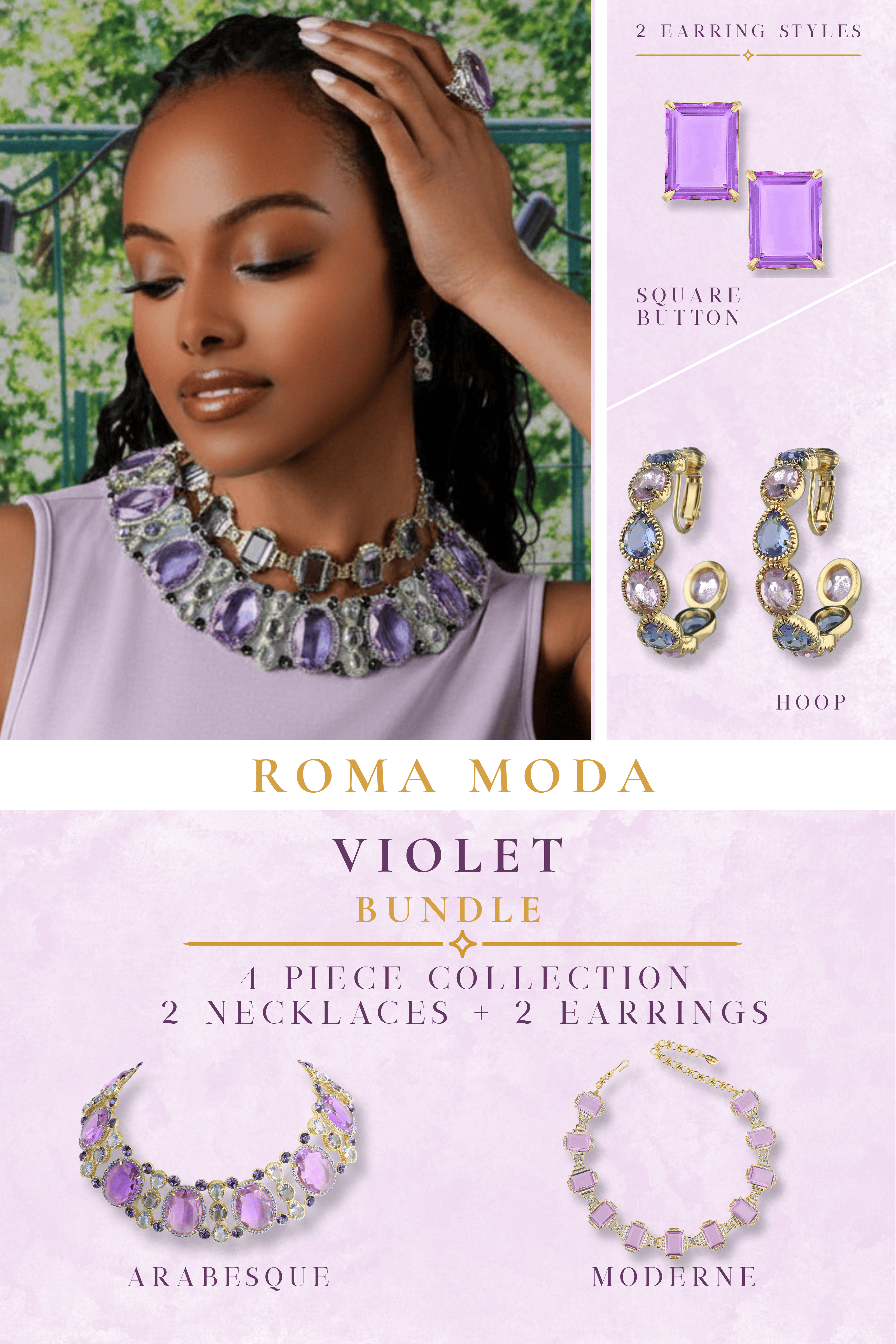 HEIDI DAUS® “Violet Moda Roma” 4-Piece Crystal Styling Suite — Large