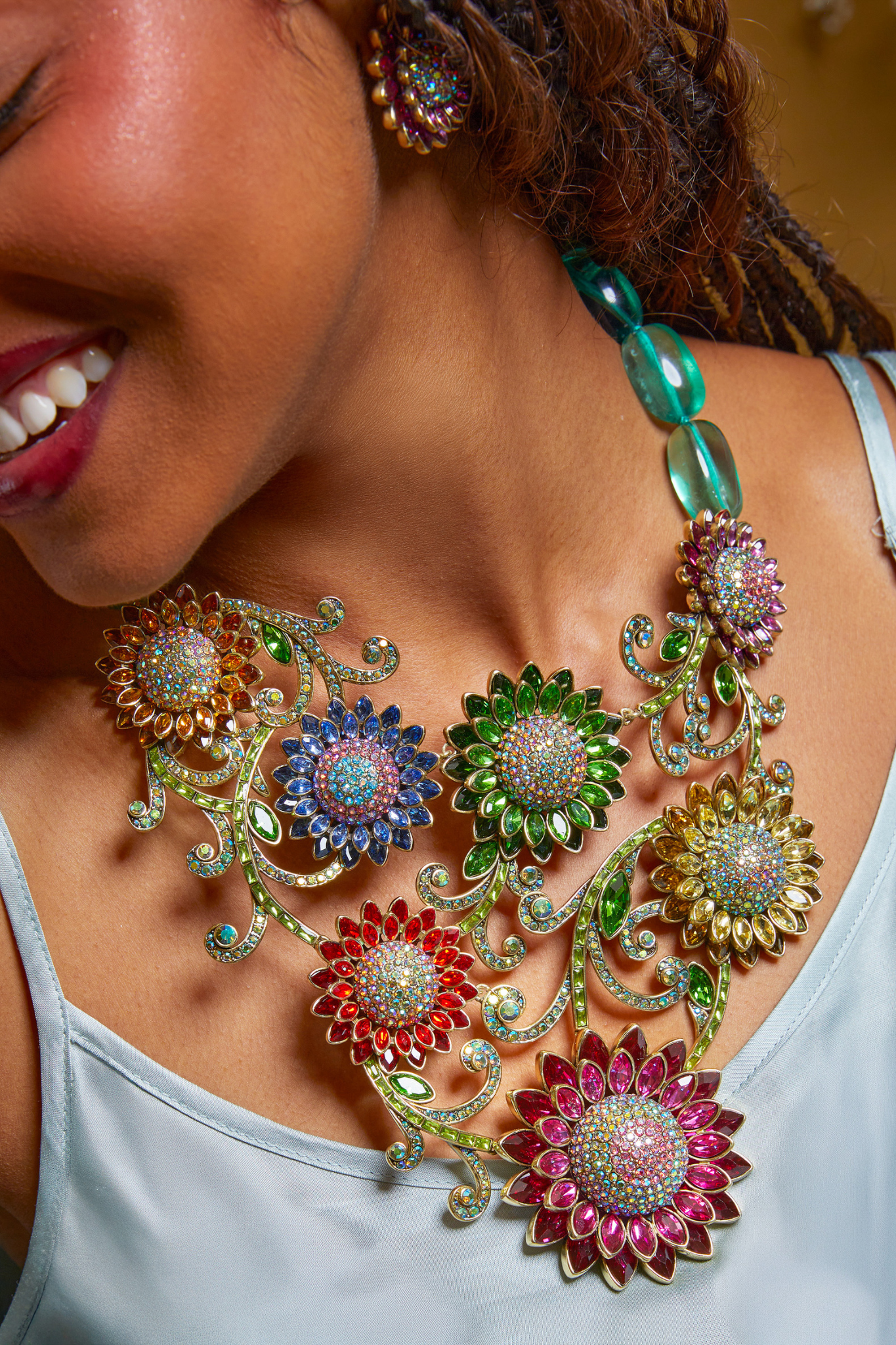 HEIDI DAUS®"Solaris" Crystal Floral Button Earrings