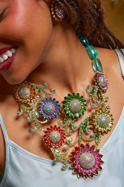 HEIDI DAUS®"Solaris" Crystal Floral Button Earrings