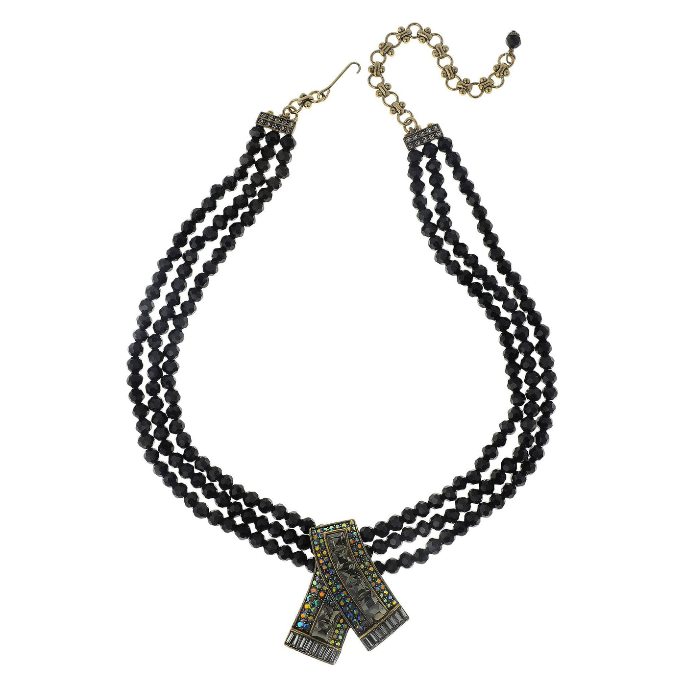 HEIDI DAUS®"Keep Sparkling" Beaded Crystal Ribbon Necklace