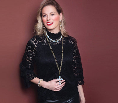 HEIDI DAUS®"Heavenly Rocks" Crystal Cross Enhancer Necklace