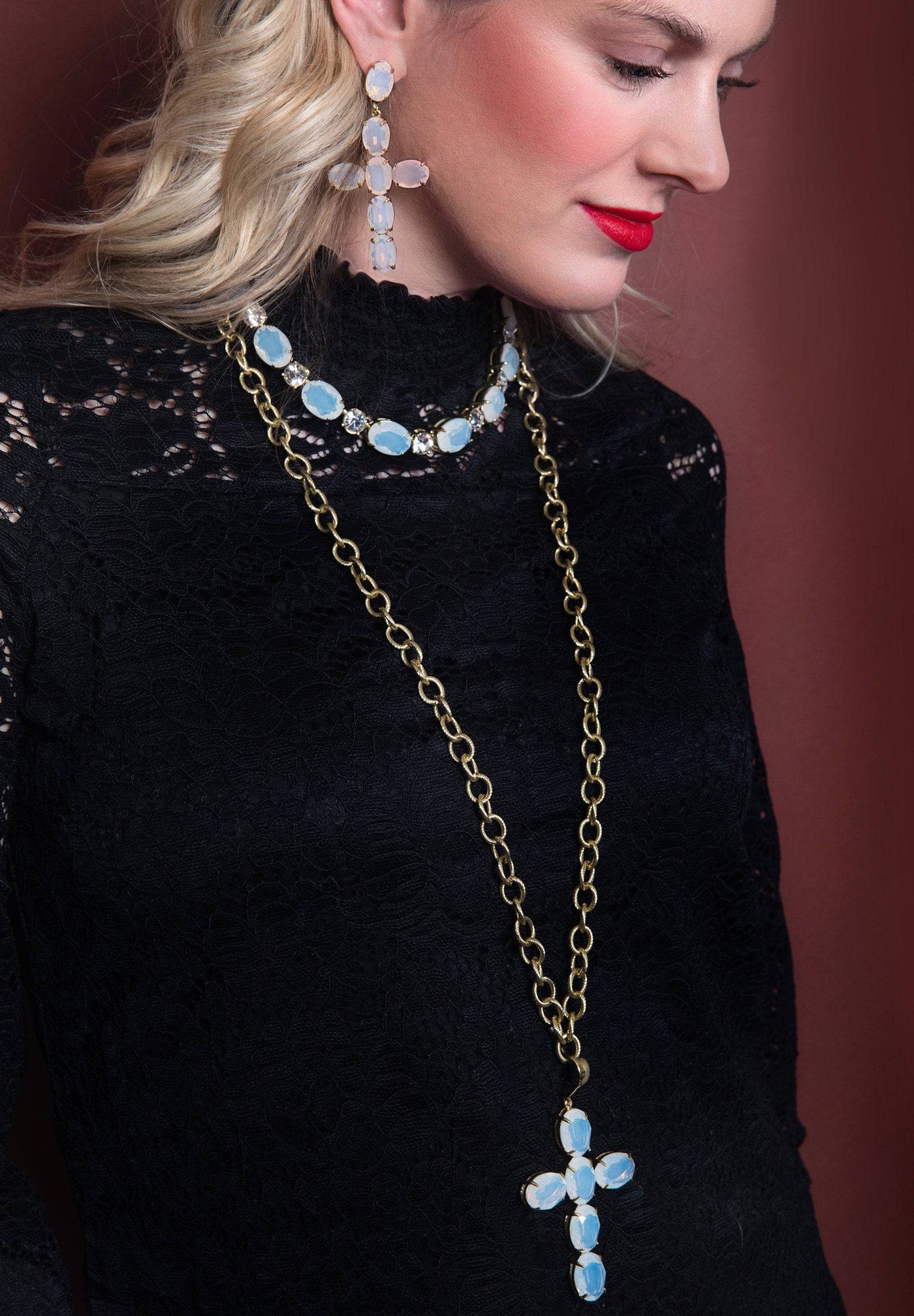 HEIDI DAUS®"Heavenly Rocks" Crystal Cross Enhancer Necklace