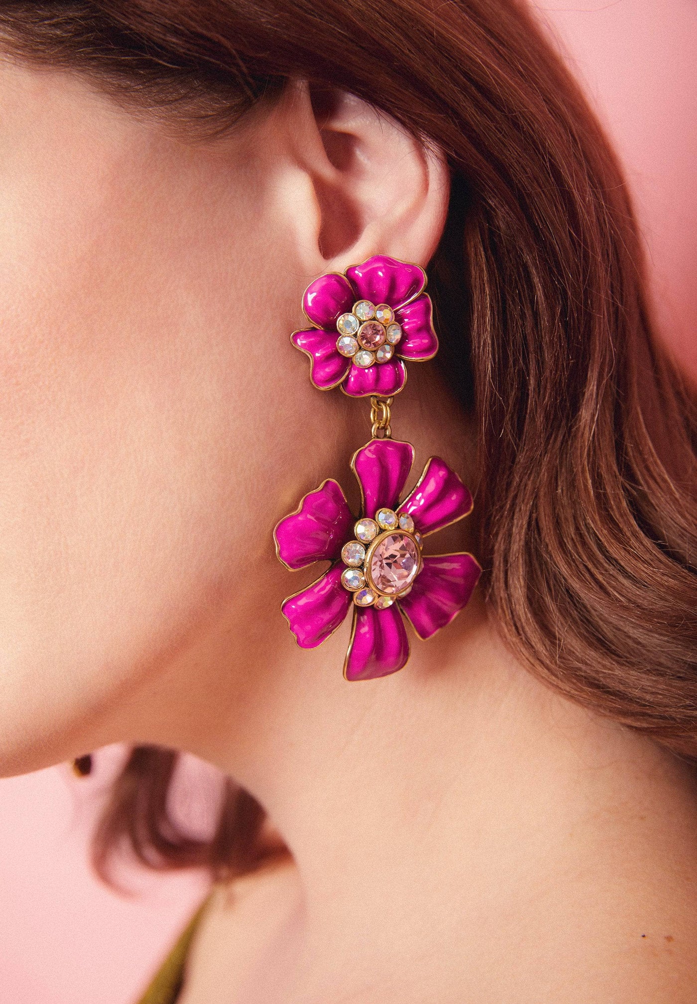 HEIDI DAUS®"Flower Super Power" Enamel & Crystal  Dangle Earrings