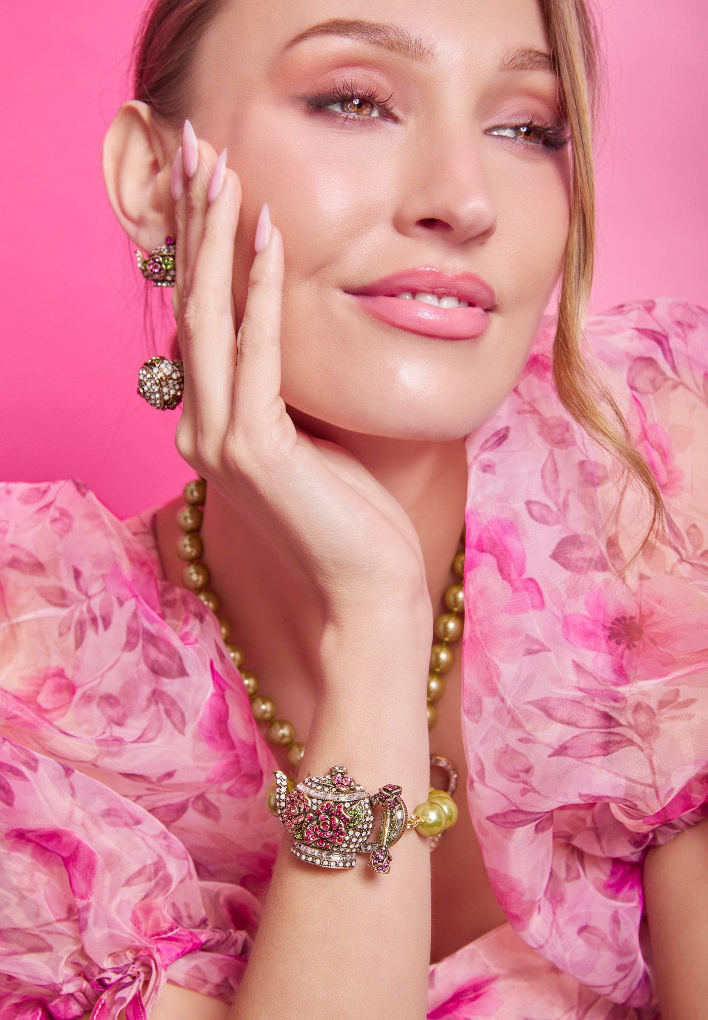 Heidi Daus®"Tea Time" Beaded Crystal Tea Cup Floral Toggle Bracelet