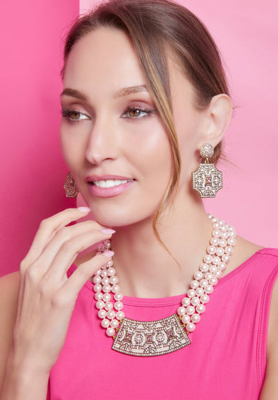 Heidi Daus®"Lattice"Beaded Crystal & Enamel Deco Necklace