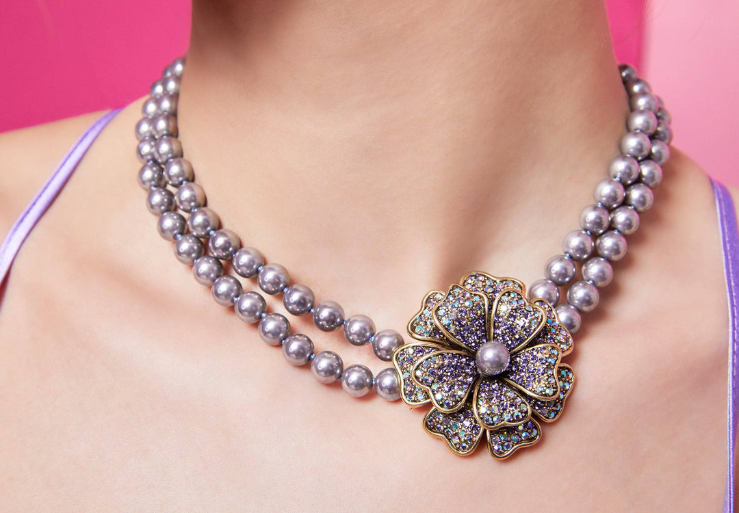 Heidi Daus Swarovski Crystal Turtle Necklace offers with Pistachio Pearls