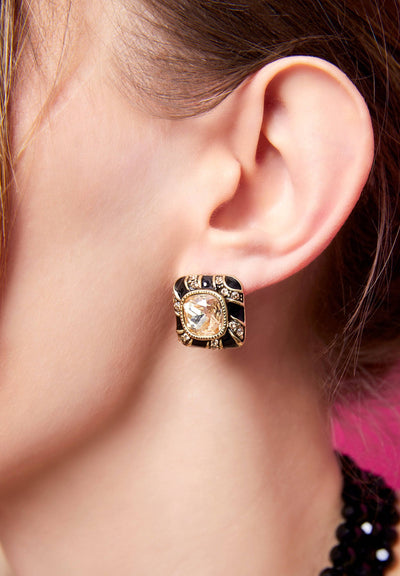 HEIDI DAUS®"Tempting Tigress" Enamel Crystal Button Earrings