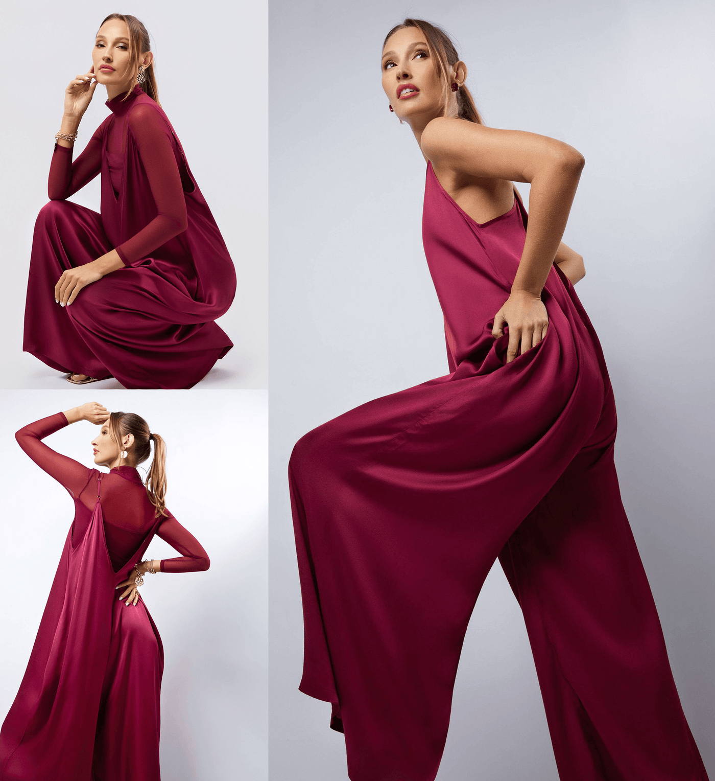HEIDI DAUS®"New Elegance" Satin Wide Leg Jumpsuit