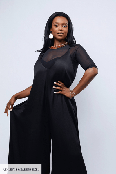 HEIDI DAUS®"New Elegance" Satin Wide Leg Jumpsuit