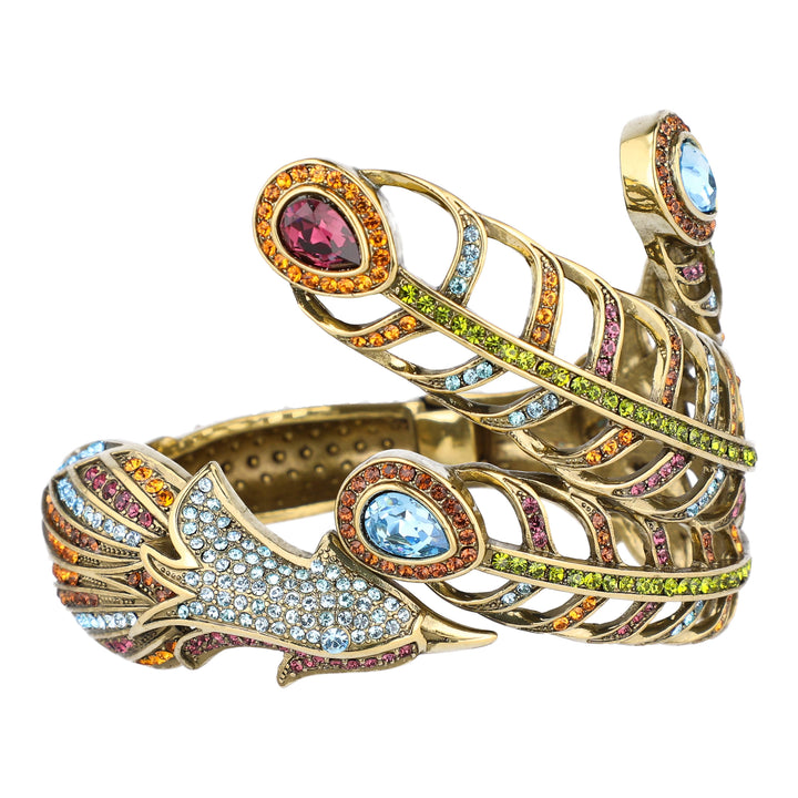 Heidi Daus® "Peacock Alley" Crystal Peacock Statement Bracelet — view 1