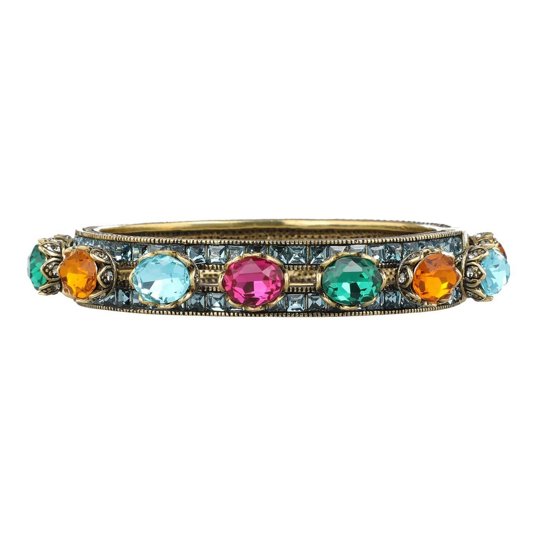 Multicolored gemstone bracelet on a white background