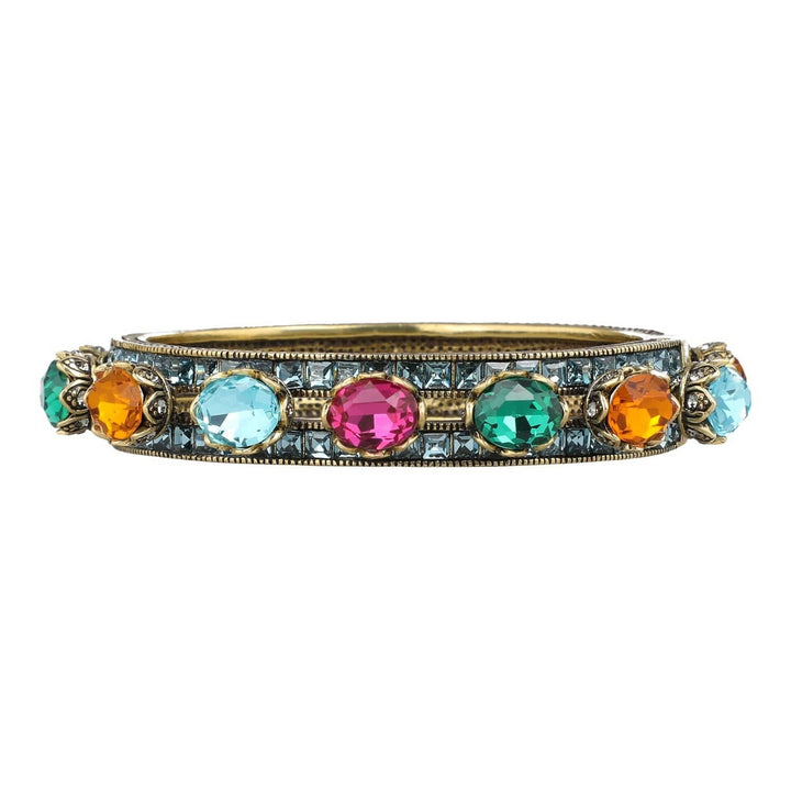 Multicolored gemstone bracelet on a white background