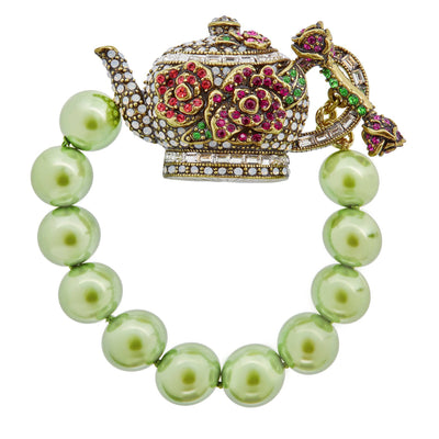Heidi Daus®"Tea Time" Beaded Crystal Tea Cup Floral Toggle Bracelet