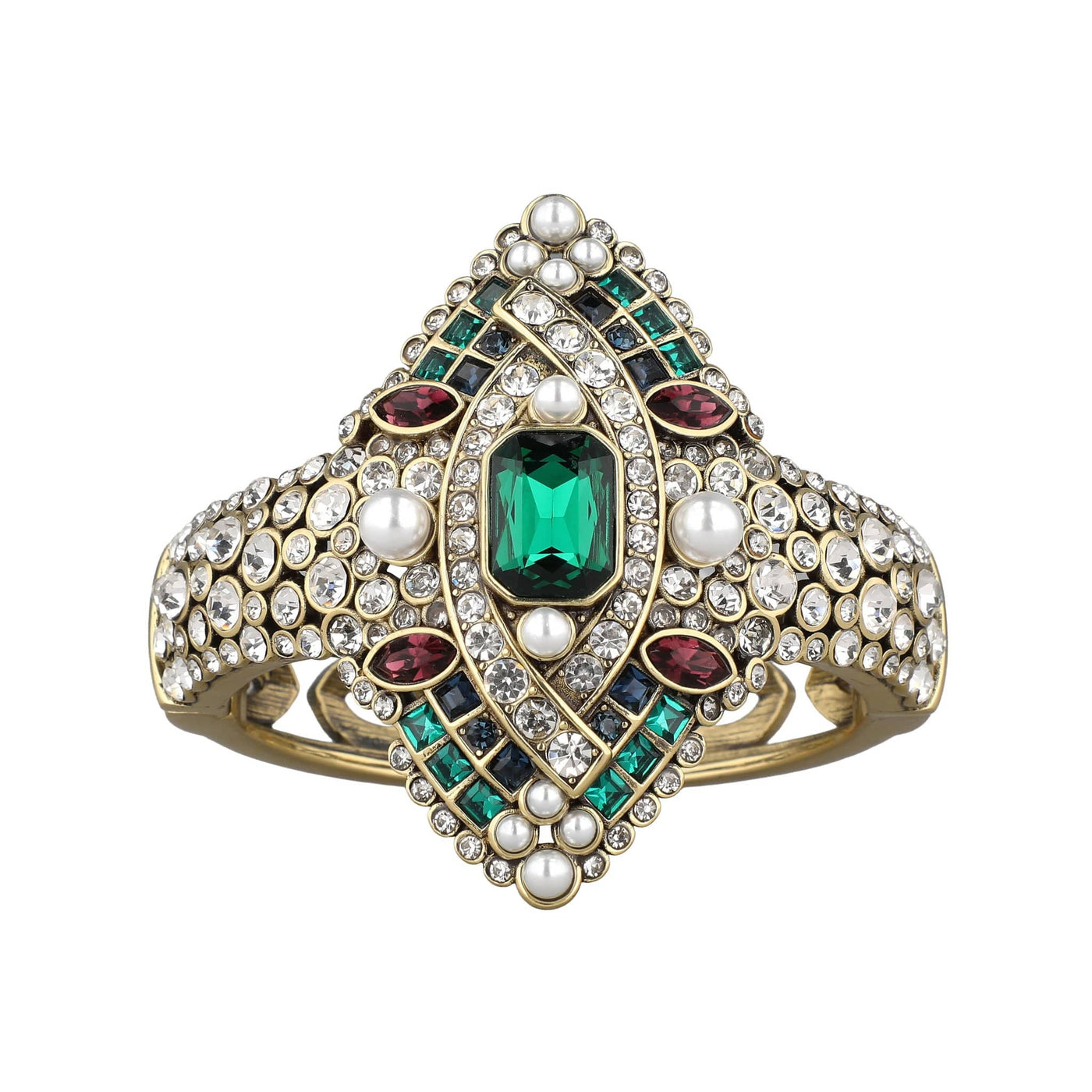 Decorative bracelet with gemstones on a white background