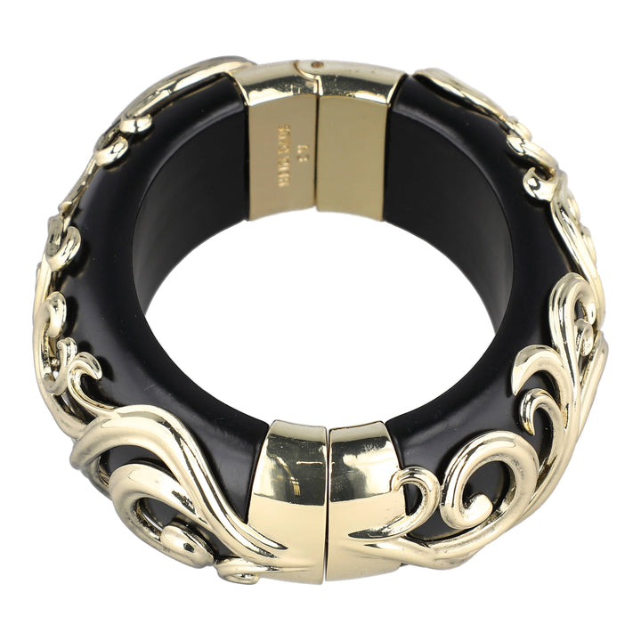 HEIDI DAUS® “Rooted Elegance” Heritage Scrollwork Wide Wood Bangle