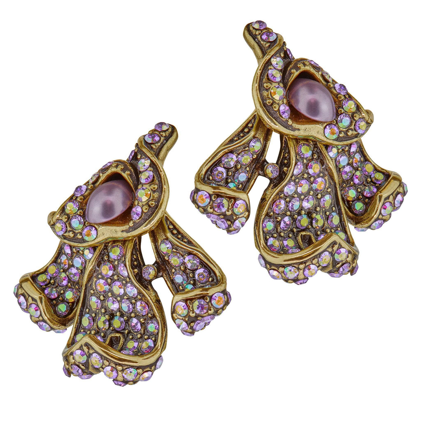 Heidi Daus®"Captivating Calla Lily" Beaded Crystal Floral Button Earrings