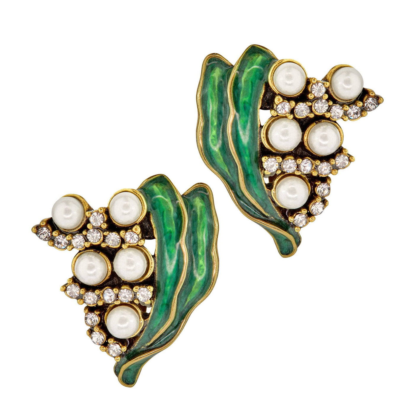 Heidi Daus®"Lily Of The Valley" Beaded Enamel Crystal Floral Earrings