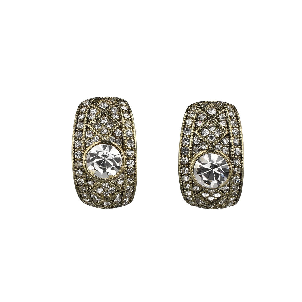 HEIDI DAUS® “Deco Double Play” Crystal Art Deco Hoop Earrings