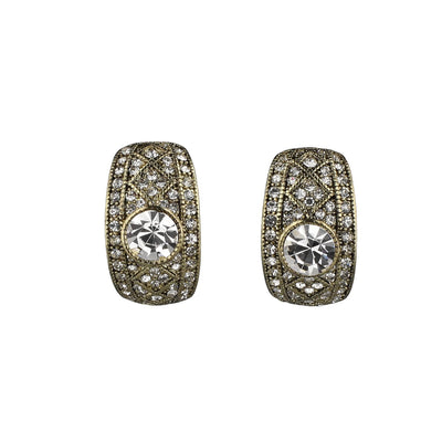 HEIDI DAUS® "The Daily Double" Crystal Art Deco Hoop Earrings